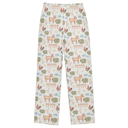 Pfrewn Pajama Pants Farm Animals Goat Casual Lounge PJ Bottoms with Pockets, M
