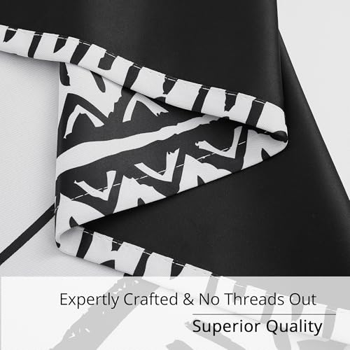 BOHOMOCASA Boho Blackout Curtains – 2 Panels, Each W52×L63, Elegant Design for 100% Blackout, Thermal Insulated, Noise Reducing for Bedroom, Living Room, Black and White Curtains - Image 8