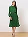 Allegra K Women's Pleated Midi Dresses Business Belted Long Sleeve Work Dress X-Small Green