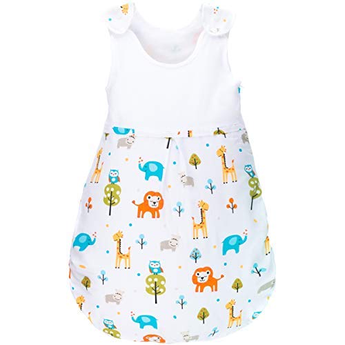 Preisvergleich Produktbild Sommerschlafsack 100% Baumwolle mit Belüftungseinsätzen Schlafsack Kind Baby (Ärmellos) (70cm, DSCHUNGEL)