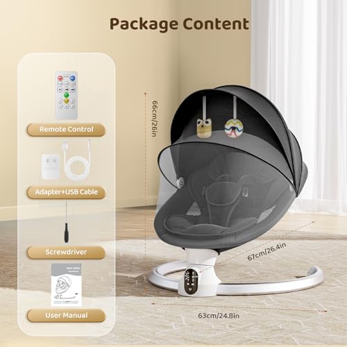 Miniatura 3 de Brolteja Hamaca Bebé Eléctrica App Control,Mecedora Bebe Electricapara Desde El Nacimiento Hasta Los 6 Meses, Con Distancia Control,5 Modos De Columpio,Con Arnés Seguridad 5 Puntos