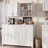 FIMELLO 47.2' W Laundry Room Cabinets Wall Mounted, Bathroom Wall Cabinets, Floating Cabinet for Wall, Kitchen Wall Cabinets with Adjustable Shelf, Shaker Doors, Off White