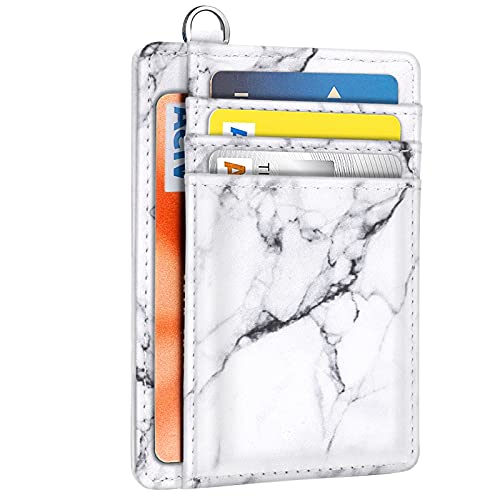 Slim Front Pocket Wallet RFID ID Card Holder Cute Small Wallet with Keychian for Women