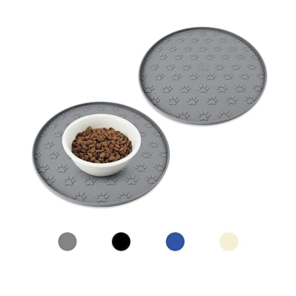 Ptlom Grey Silicone Pet Feeding Mats for Food and Water, Foldable Pet Placemat Non-Slip Waterproof Mats for Small and Medium Cats and Dogs, Raised Edge Prevents Residue from Spilling onto The Floor Ptlom Grey Silicone Pet Feeding Mats for Food and Water, Foldable Pet Placemat Non-Slip Waterproof Mats for Small and Medium Cats and Dogs, Raised Edge Prevents Residue from Spilling onto The Floor