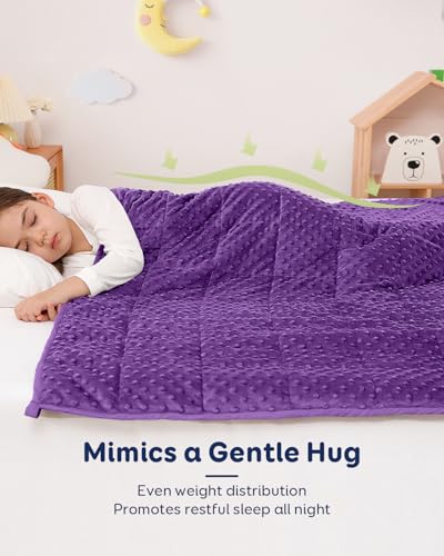Image of Kivik Weighted Blanket 5 Pounds, Cooling Soft Minky Dotted Heavy Blankets Throw for Better Relaxing & Sleeping, Machine Washable, 36 x 48 Inches, Purple