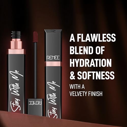 Image of RENEE Stay With Me Matte Transferproof Liquid Lipstick- Loco For Cocoa| Waterproof & Smudge-proof | Bold Pigment, Lightweight & Long-lasting | With Hyaluronic Acid & Vitamin E | 6 ml