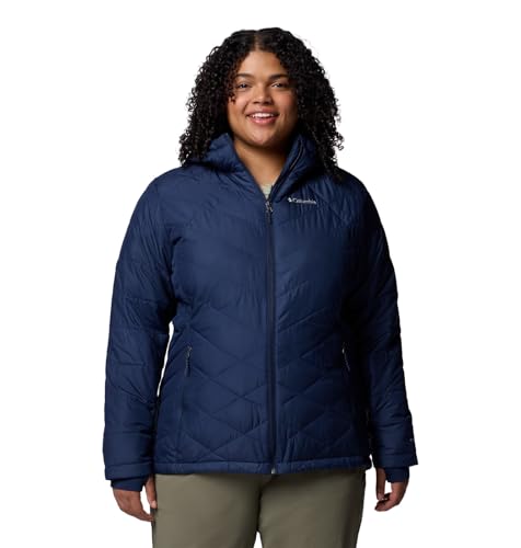 Columbia Womens Heavenly Hooded Puffer Jacket, Collegiate Navy, 1X