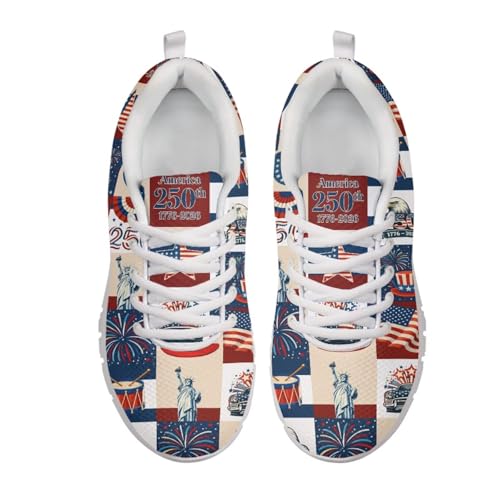 Image of Jeiento American Flag Shoes Men's Fashion Sneaker Sports Running Shoes Causal Travel Walking Flat Shoe Breathable