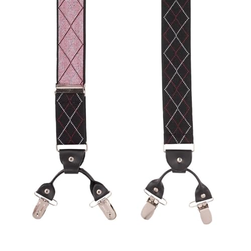 Image of The Tie Hub Suspenders for Men | Slim Clip-On Y-Back Elastic Braces | Adjustable 1.25 Inch | Formal Wedding Office