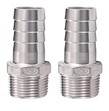Happyreise Stainless Steel Hose Barb Fitting,1' Hose Barb to 1' Male NPT, for Water Fuel Air (Pack of 2)