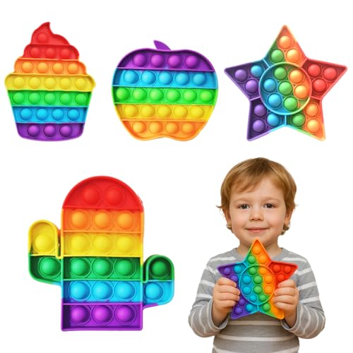 KOQAIIZ Pop it, 4pz Push Bubble Antistress Pop Gioco Sensoriale