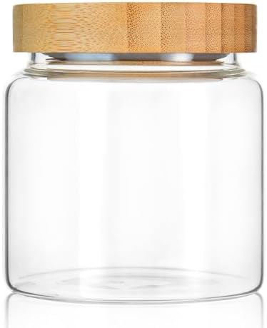 480 ml Glass Storage Jars with Lid, Storage Jars with Airtight Ba...