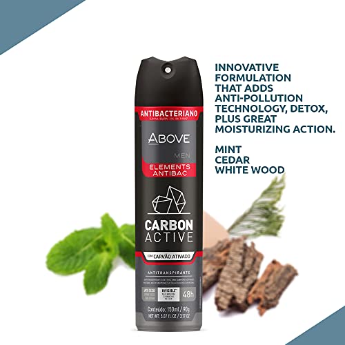 Above Carbon Active - 48 Hours Elements Antiperspirant Deodorant Spray For Men - Mint, Mandarin, And Orange - Protects Against Sweat And Body Odor - Stain, Cruelty, And Alcohol Free - 3.17 Oz #TOP4