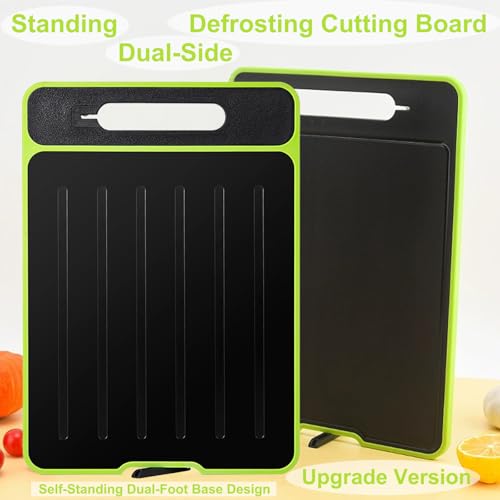 Tabla de Cortar de Doble Cara con Bandeja Integrada para Descongelar Carnes, Pulidor de Cuchillos y Zona de Rallado, Tabla 4 en 1 para Preparación de Alimentos Congelados | Tabla para Descongelar y Picar miniatura 2