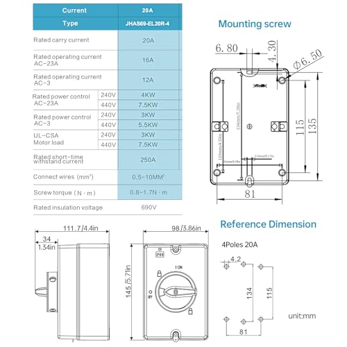 Interruptor solar isolador 20Amp AC690V 2 posições IP66 à prova d'água IP66 isolamento PV desconexã