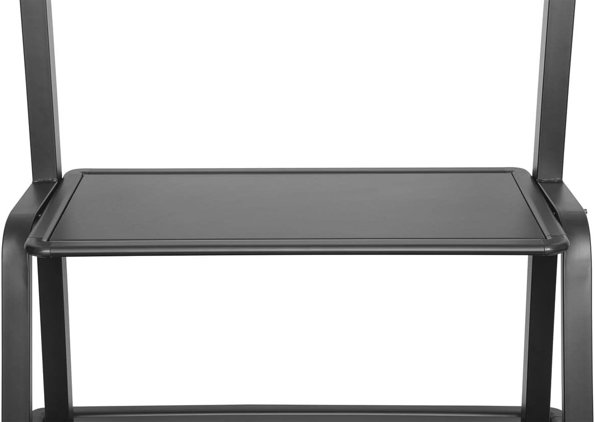 Displays2go TV Cart w/Wheels for 60" - 105" Screens, Height Adjustable, Locking Casters, Shelves - Black (TVLM330)