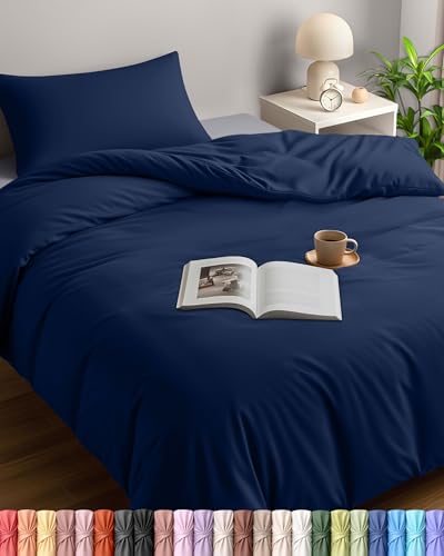 Image of Utopia Bedding Single Duvet Cover Sets - Soft Microfibre Polyester Duvet Cover with Pillow case - Bedding Quilt Cover Set (Navy)