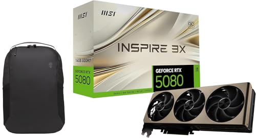 msi Inspire GeForce RTX 5080 16GB GDDR7 3X OC Graphics Card, Blackwell GPU, Triple Fan Cooling, PCIe 5.0, HDMI, 4K/8K Gaming GPU (G5080-16I3C) Bundle with Alienware Backpack