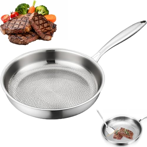 clhjinruoliu Upgrade Titanium Hammered Pan Pro mit Deckel, antihaftbeschichtete Titanpfannen, multifunktional, extrem langlebig, Kratzfest, antihaftbeschichtet, gleichmäßige,No lid,10.23in