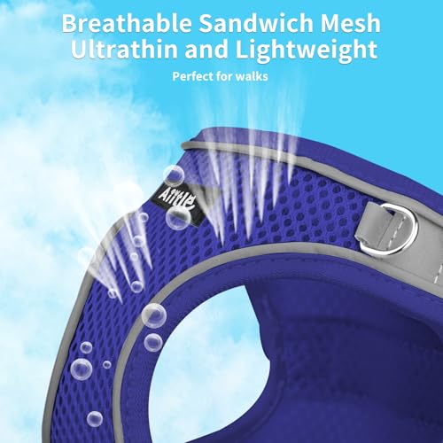 Image of AIITLE Escape Proof Dog Harness - Step in Adjustable Dog Harness No Choke Over with Breathable Mesh and Quick-Release Buckle for Summer- Outdoor Walking, Camping for Medium Dogs Royal Blue XL