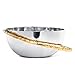 GUTE Decorative Silver Serving Bowl Fruit Catch All, Golden Leaf Vine, Stainless Steel Metal & Brass, Gold Leaves Trim Accent Basket Fruit, Potpourri Living, Dining Room Table Home Decor 7