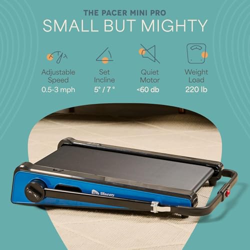 Image of LifePro PacerMini Compact Walking Pad Treadmill with Incline - Under Desk Walking Treadmill for Home Mini Apartment & Office Portable Low Profile Quiet Electric with Remote Control & LED Display