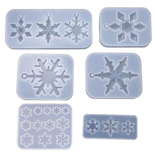 Goldyida 6 moldes de silicona para copo de nieve, moldes de silicona, para Navidad, copos de nieve, moldes de resina epoxi para hacer joyas
