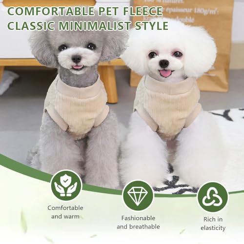 Voarge Dog Clothes Pet Plush pullover, Warm Sweater Winter Clothes, Dog Cold Weather Coat Costume Doggie Sweatshirt, Khaki, S - Image 3