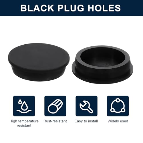 Image of uxcell 2 Pcs Black Plug Holes, Waterproof Rubber Button Plug for 63mm / 2.48 inch Hole