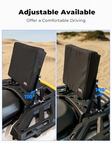 Image of KEMIMOTO ATV Backrest, Heavy-Duty Steel Frame Four Wheeler Backrest | Ultra-Stable Triple Structure Anti-Rattle Shoulder Strap Storage Pocket 2 inch Thick Cushion 600D Oxford Cloth Adjustable