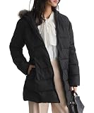 [神戸レタス] 中綿コート ベルト付き ファーフード 中綿 コート レディース 秋 冬 秋服 冬服 防寒対策 アウター ロングコート 通勤通学 母 羽織り 防寒 暖かい あったかい 寒さ対策 フード ベルトポケット 上品 きれいめ [K1413] M ブラック