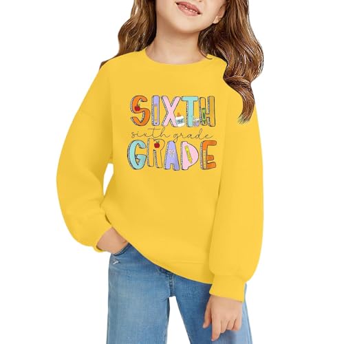 First Grade Sweatshirts for Girls, Kids Oversized Graphic Letter Print Long Sleeve Crewneck Pullover School Shirt Tops2