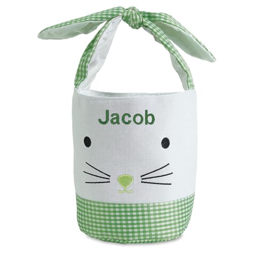 Lillian Vernon Personalized Kids Green Gingham Easter Bag - 10