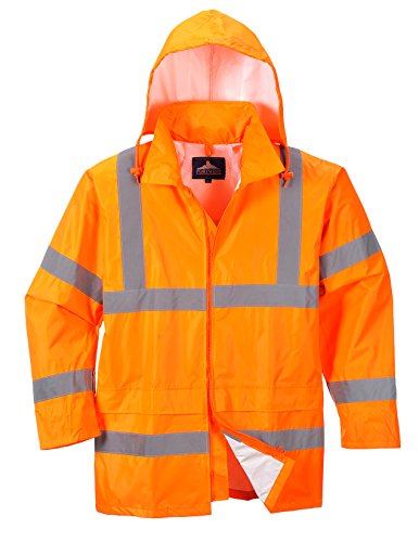 Portwest Uh440 Men's Lightweight Waterproof Hi Vis Reflective Rain Jacket Orange, 4X-Large #TOP8