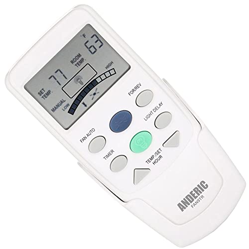 Anderic Replacement Fan-9T With Reverse Key Thermostatic Remote Control For Hampton Bay Ceiling Fans - Fan9T (Fcc Id: L3Hfan9T, Pn: Fan9Tr, Works Receiver Fan10R, Fan-10R) #TOP5