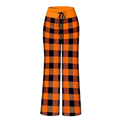 Halloween Pajama Pants for Women Loose Fit Wide Leg Trouser Pants Casual Elastic Waist Drawstring Palazzo Pants2