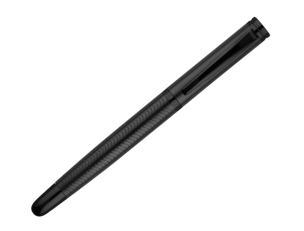 BELIUS Neptune aluminium wavy texture pen black ink blue design box.