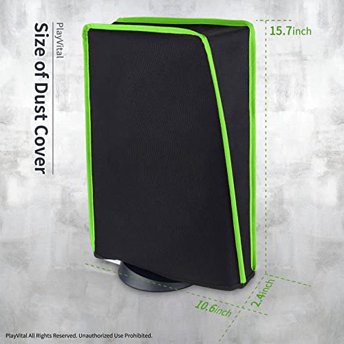Image of PlayVital Black Nylon Dust Cover for PS5, Soft Neat Lining Dust Guard for PS5 Console, Anti Scratch Waterproof Cover Sleeve for ps5 Console Digital Edition & Disc Edition - Neon Green Trim