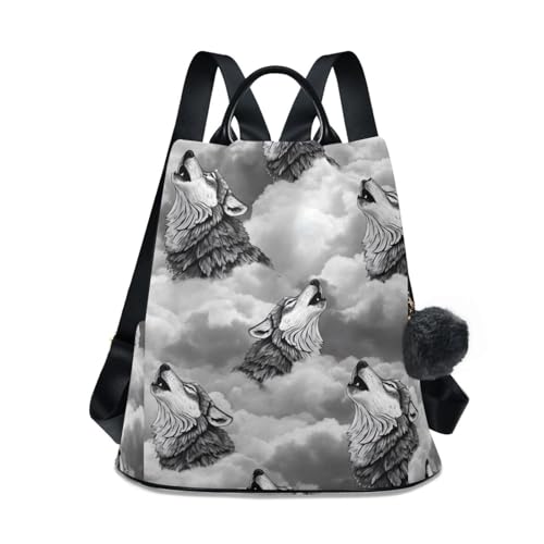 Sac à dos femme avec motif antivol étanche et ergonomique gris Cool Wolf