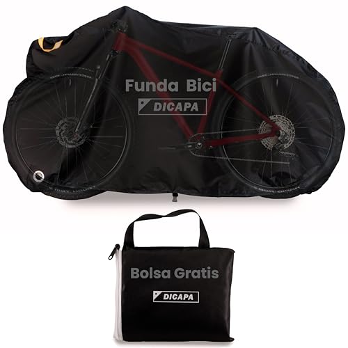 DICAPA Funda Bicicleta Exterior Impermeable de 200x70x110cm, Funda Bicicleta con Asas, Agujeros Antirrobo y Cierre Ajustable, Cubre Bicicletas Exterior y Bolsa de Transporte Gratis