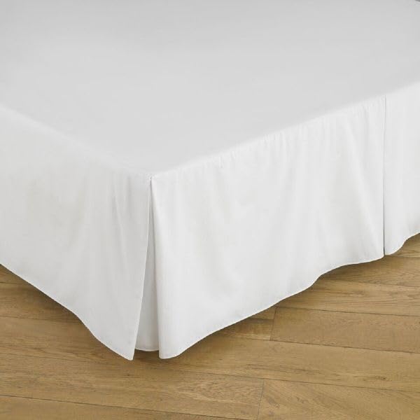 Forever Britain Pleated Base Valance Sheet, Bed Base Wrap Skirt, Wraps Itself Around The Base Of Your Bed Frame, George 180 Thread Count White, Single W91 x L191Cm