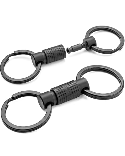Image of FEGVE Titanium Quick Release Swivel Keychain, Pull Apart Detachable Keychain Heavy Duty Car Key Holder with Key Rings