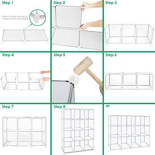 Tomcare Cube Storage Organizer 12-Cube Closet Organizer And Storage Shelves Diy Storage Cube Organizer Cabinet Modular Book Shelf Plastic Shelving For Bedroom Living Room Office, Clear White #TOP2