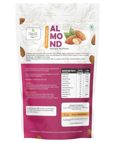 Image of M&M VARIETYWALA Whole Almonds | 100% Natural | Fresh & Crunchy | Protein-Rich Superfood | Ideal for Snacking, Cooking & Baking (1 kg)
