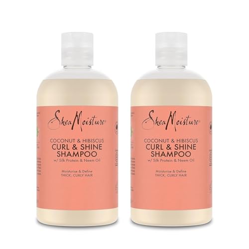 SheaMoisture Shampooing Boucles et Brillance pour cheveux épais et bouclés Noix de Coco et Hibiscus 2 x 384 ml