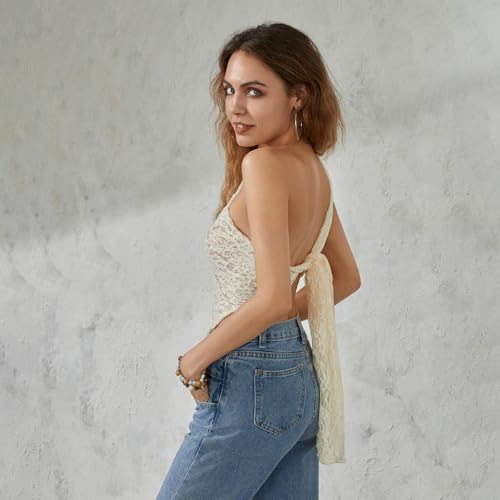 Going Out Tops for Women Lace Vest Sleeveless One-Shoulder Backless Irregular Summer Tops Clubwear for Party4