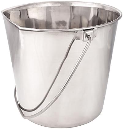 ProSelect Stainless Steel Flat Sided Pails — Durable Pails for Fences, Cages, Crates, or Kennels - 6", 2-Quart