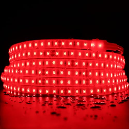 Image of DC24V 630nm Red LED Strip for Sauna Lighting, Flexible Cuttable Dimmable Long 5m 16.4ft 600 LEDs Heat-Resistant IP68 Waterproof Chromotherapy Sauna Light Tape (Ordinary Red)