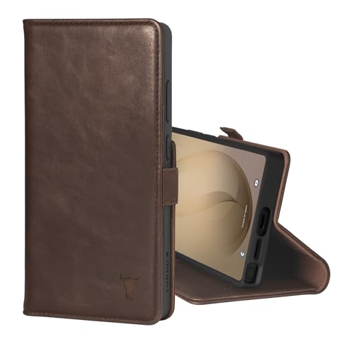 Coque Samsung S26 Ultra 5G étui cuir véritable marron foncé housse antichoc rabat