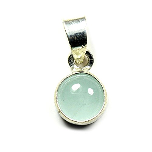 jewelryonclick 3 Carat piedra auténtica redondo Natural aguamarina colgante Charm 925 plata de ley Cover
